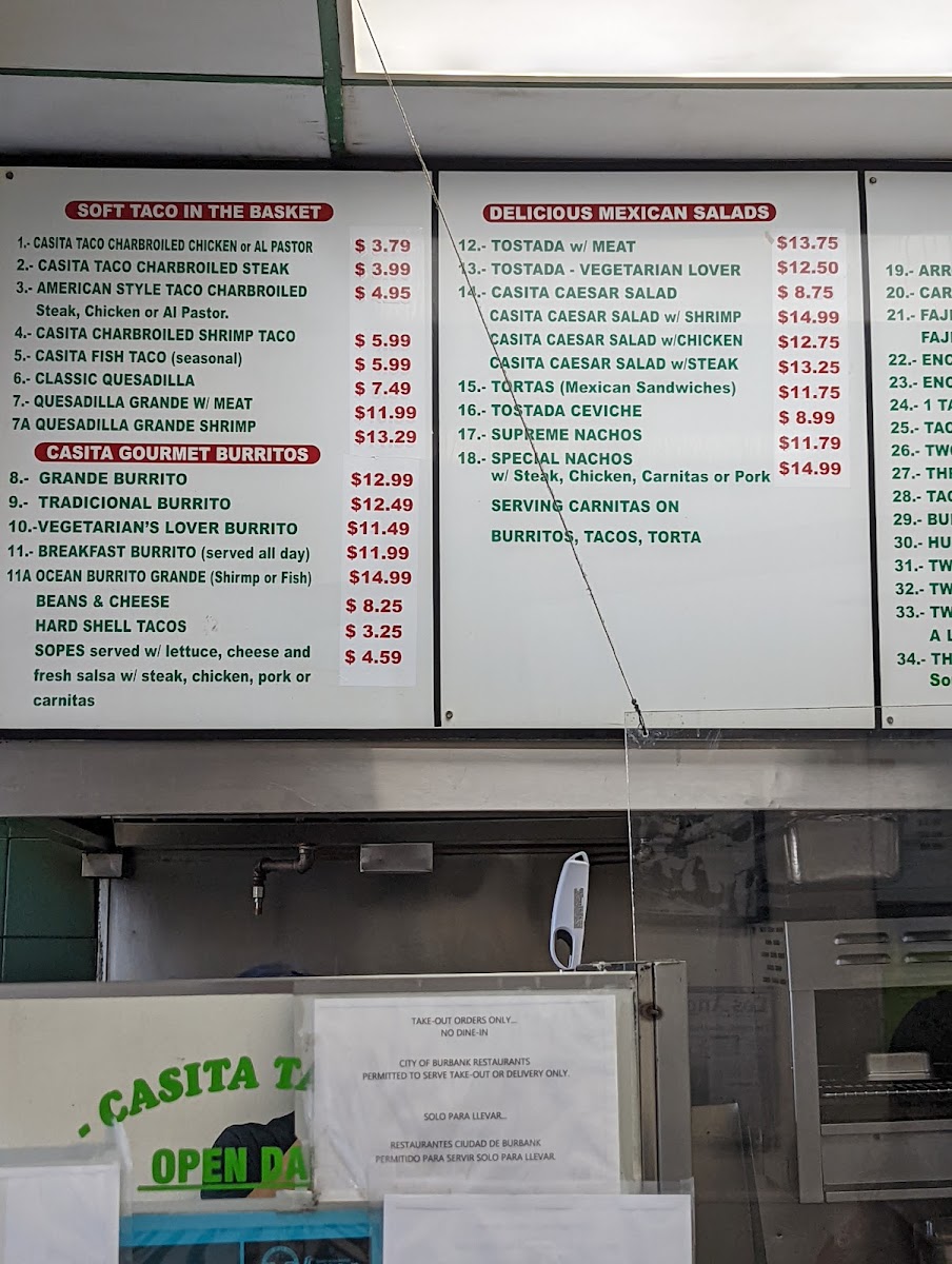 Casitas Taco Al Carbon Menu - Image 2